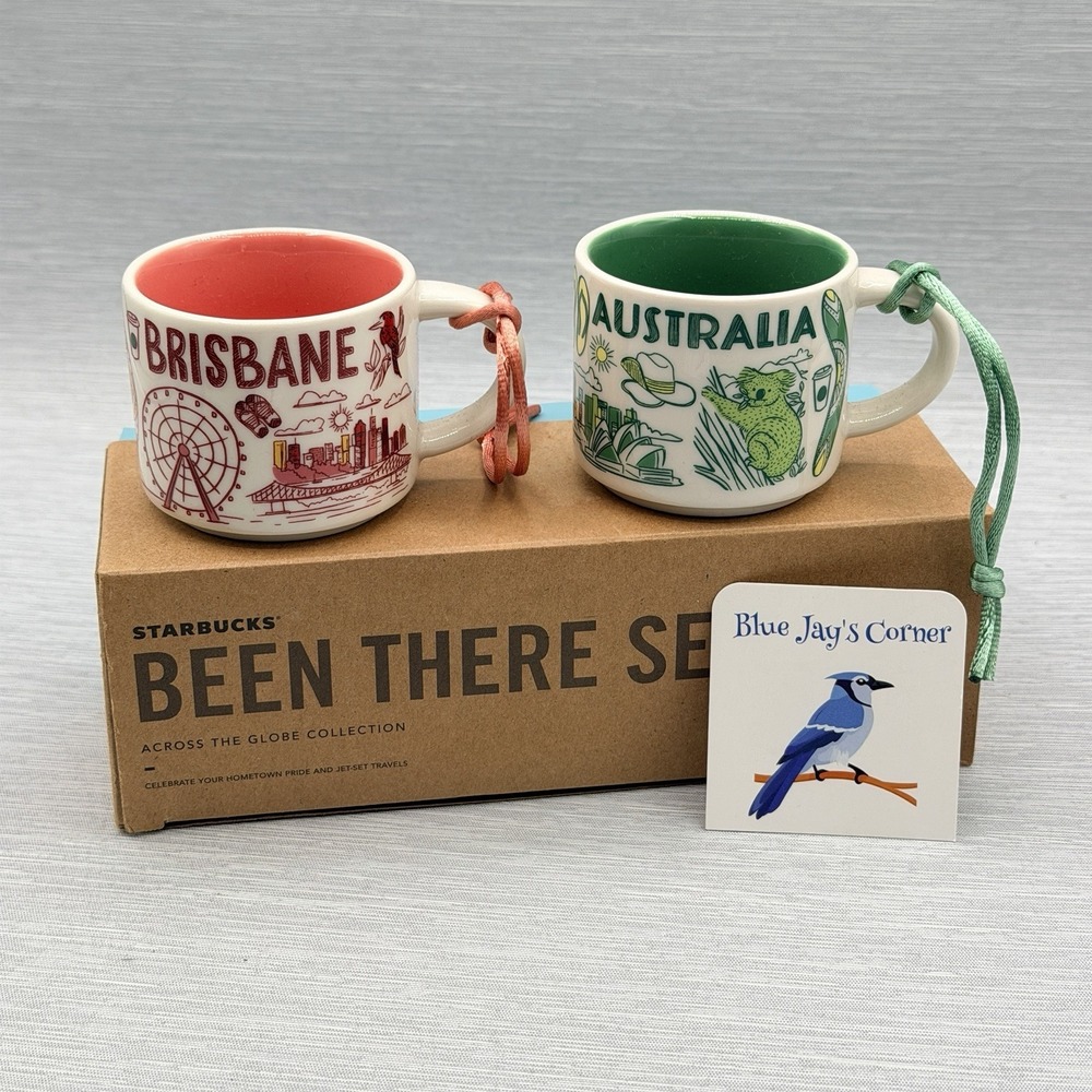 Starbucks Australia Brisbane Been There Mini Mugs 2oz Set of 2 Ornament Gift Box